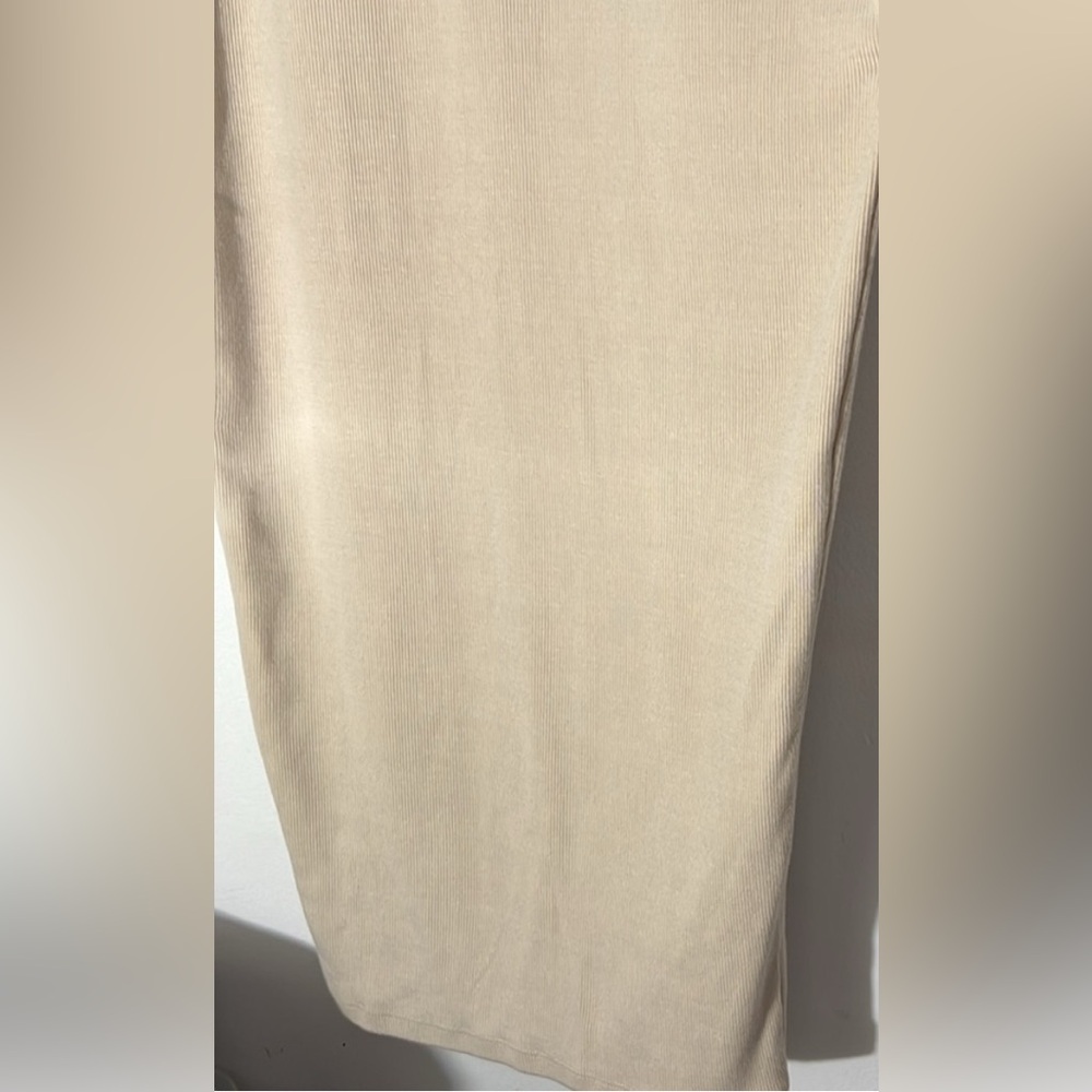 Joah Brown Cream Ribbed Bodycon Midi Dress S / M - Picture 7 of 8